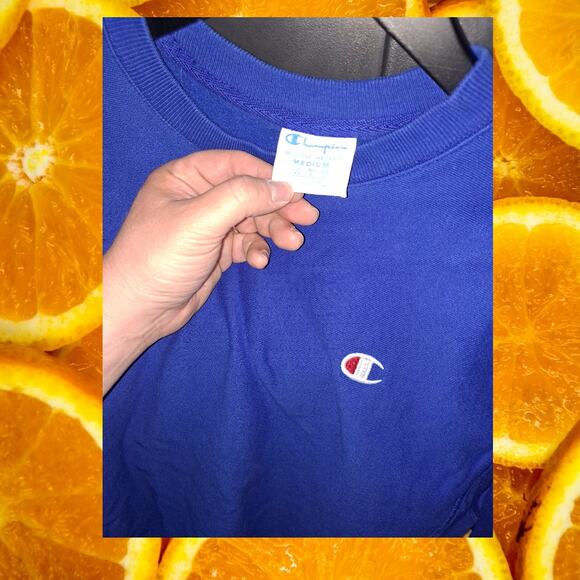 Vintage Champion Reverse Weave Bright Blue Sweatshirt Size Medium - Picture 2 of 9